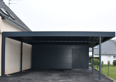 Double carport alu avec abri intégré