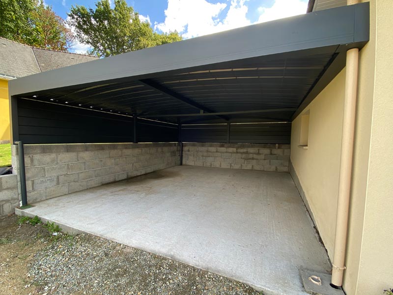 Carport alu fermé 2 côtés