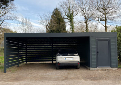 GardenKuB Double carport alu avec abri de jardin