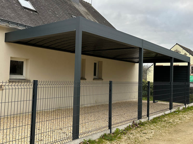 Carport alu accolé sur mesure Bretagne