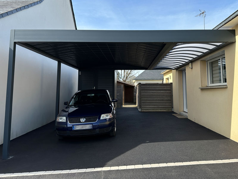 GardenKuB carport alu avec abri de jardin Bretagne