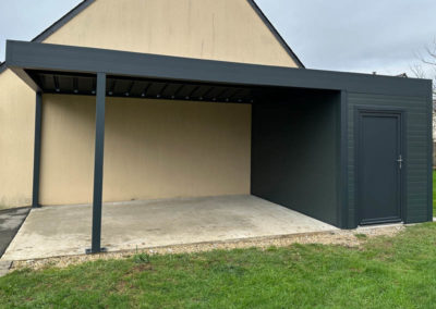 GardenKuB carport alu avec abri de jardin