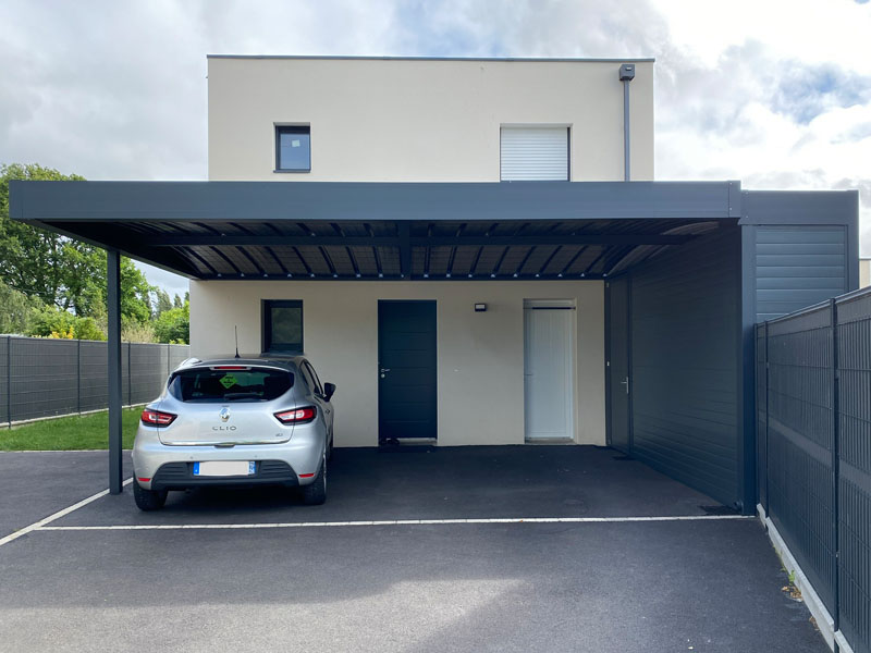 Carport alu avec abri intégré